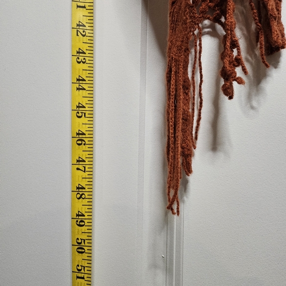 Women's Burnt Orange Open Knit Fringe Shawl Vest Boho Festival Layer OS Western - Picture 10 of 10